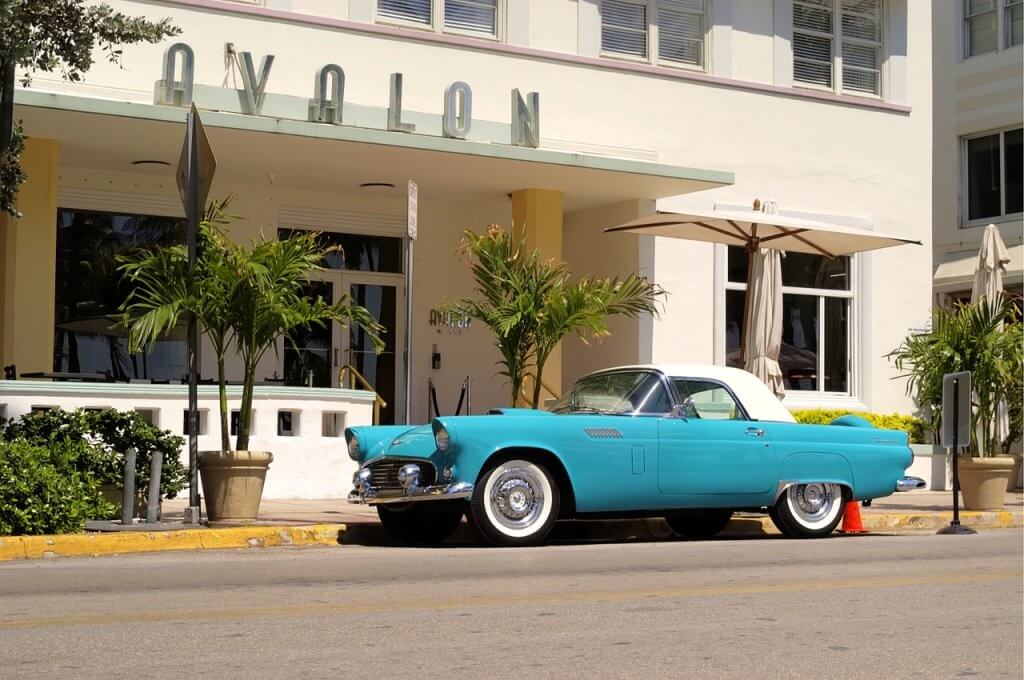 Classic car in south beach miami