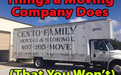 Things a Moving Company Does (that you won't). Pictured is a side view of Cento Family Moving and Storage truck
