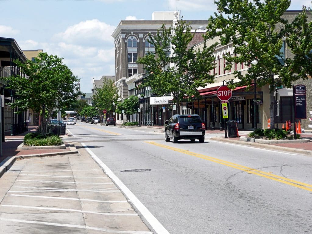 historic Palafox Street in downtown Pensacola