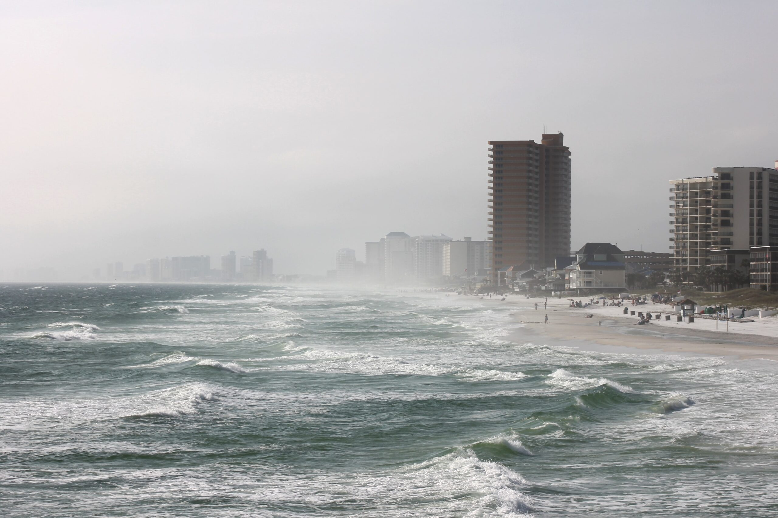 big waves before a hurricane on a coast