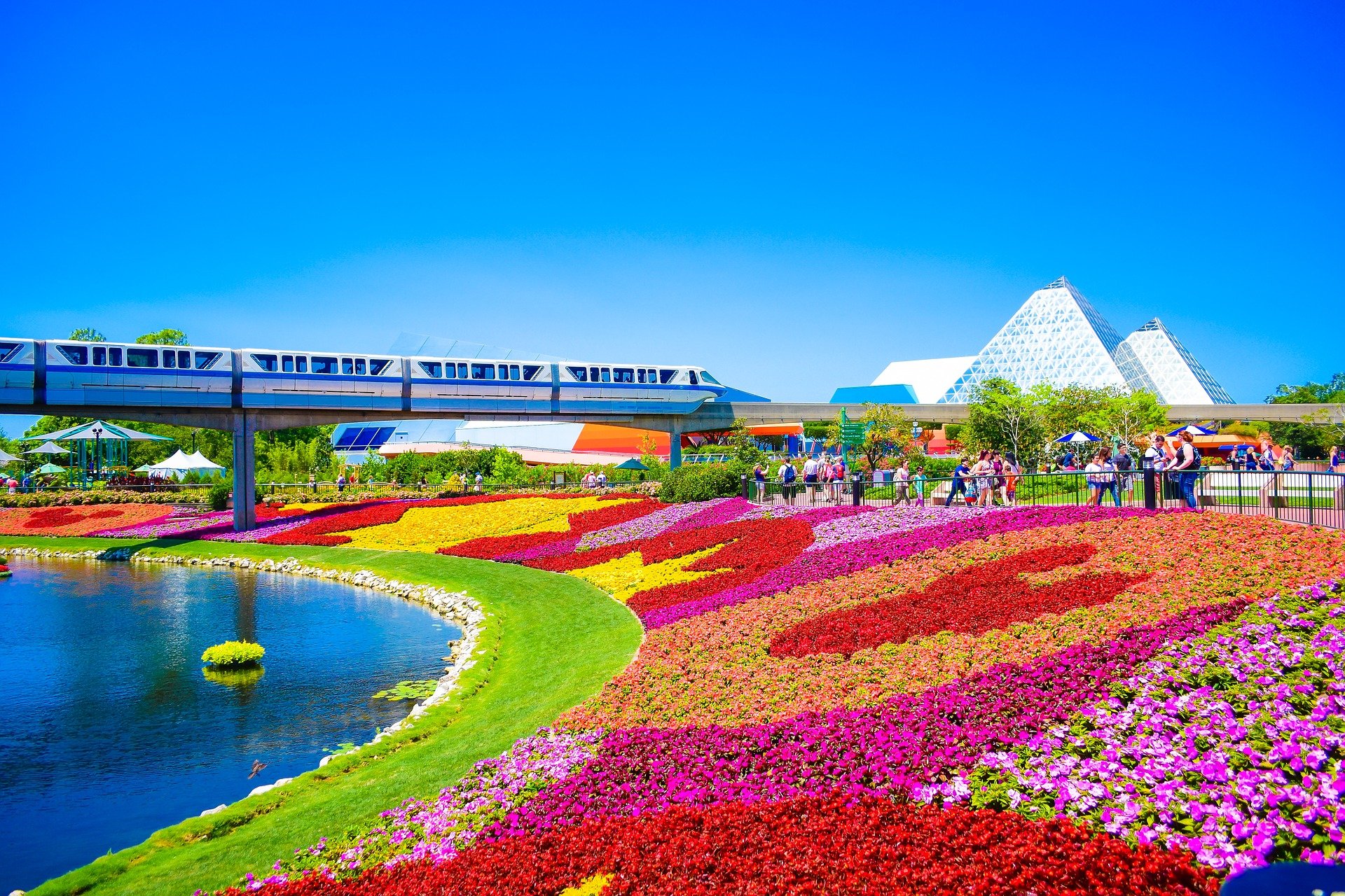 Walt Disney World's Epcot. There is a monorail going through the park