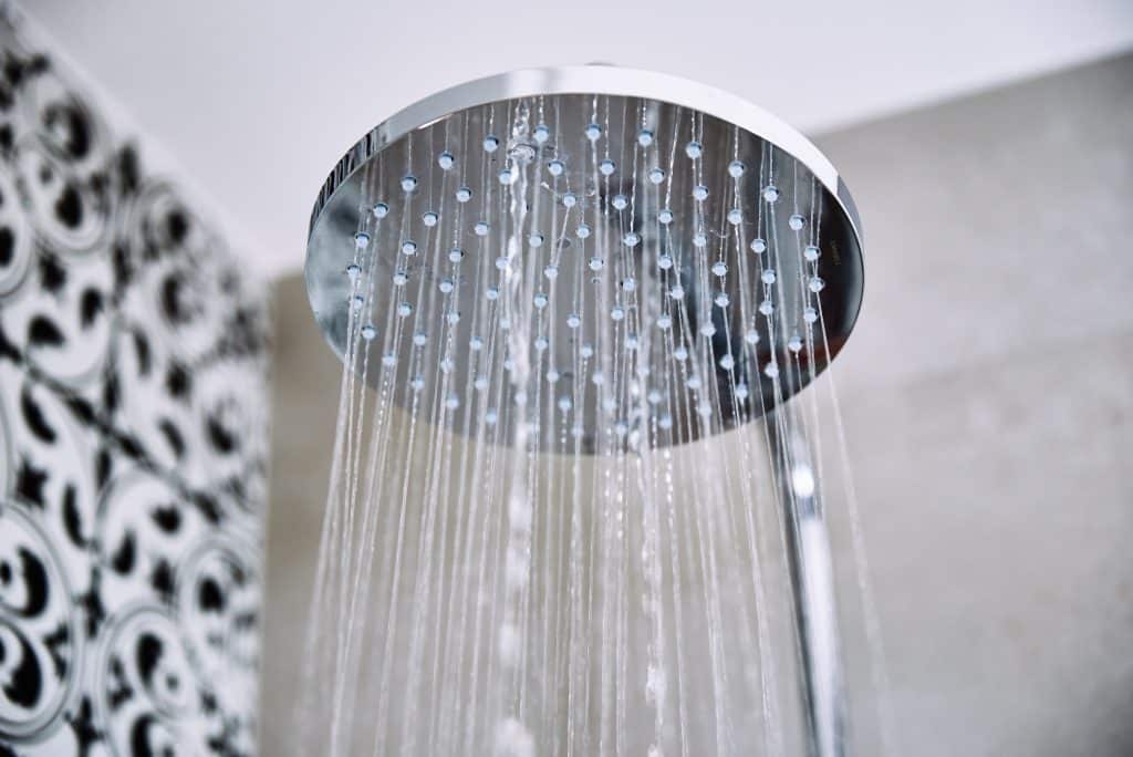 water falling from showerhead